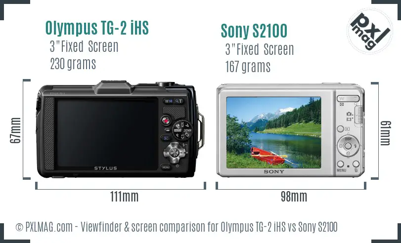 Olympus TG-2 iHS vs Sony S2100 Screen and Viewfinder comparison