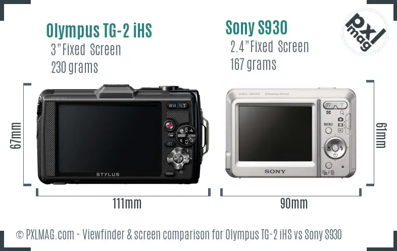 Olympus TG-2 iHS vs Sony S930 Screen and Viewfinder comparison