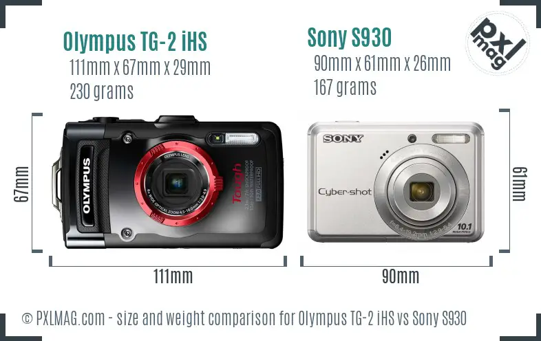 Olympus TG-2 iHS vs Sony S930 size comparison