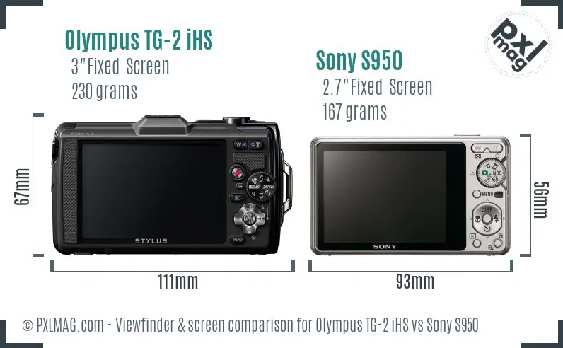 Olympus TG-2 iHS vs Sony S950 Screen and Viewfinder comparison