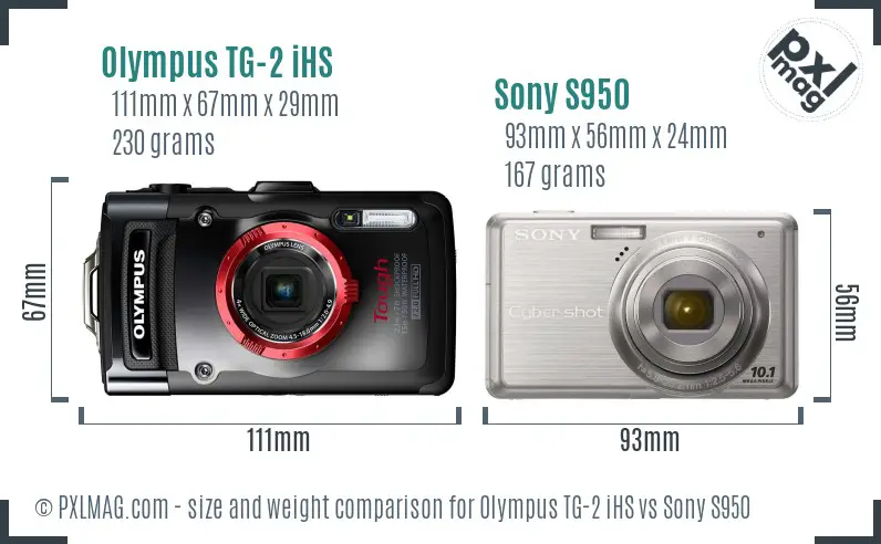 Olympus TG-2 iHS vs Sony S950 size comparison