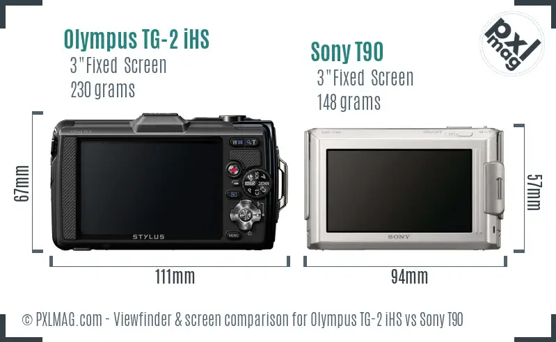 Olympus TG-2 iHS vs Sony T90 Screen and Viewfinder comparison