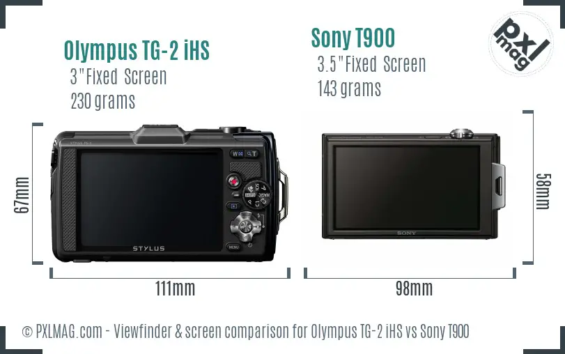 Olympus TG-2 iHS vs Sony T900 Screen and Viewfinder comparison