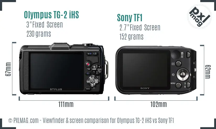 Olympus TG-2 iHS vs Sony TF1 Screen and Viewfinder comparison