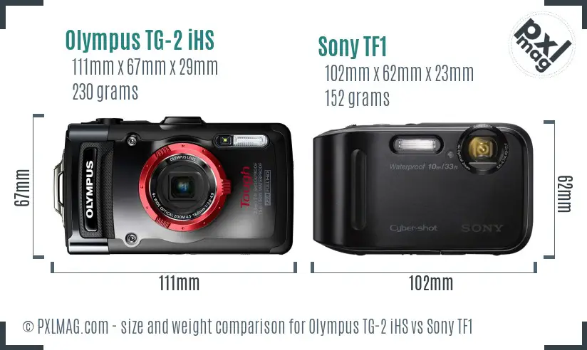 Olympus TG-2 iHS vs Sony TF1 size comparison