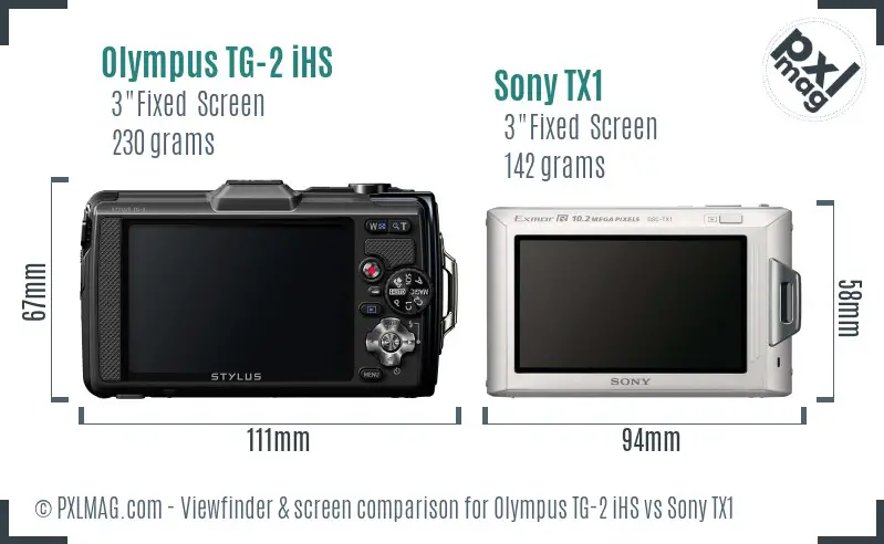 Olympus TG-2 iHS vs Sony TX1 Screen and Viewfinder comparison