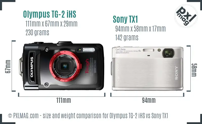 Olympus TG-2 iHS vs Sony TX1 size comparison