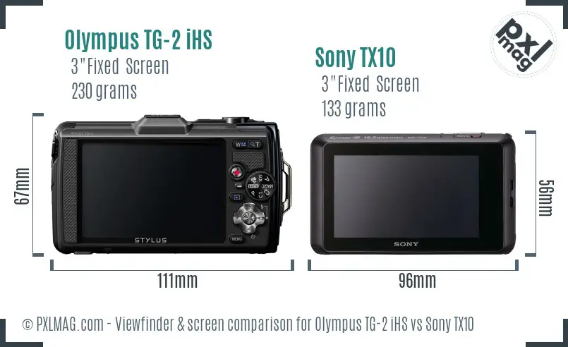 Olympus TG-2 iHS vs Sony TX10 Screen and Viewfinder comparison