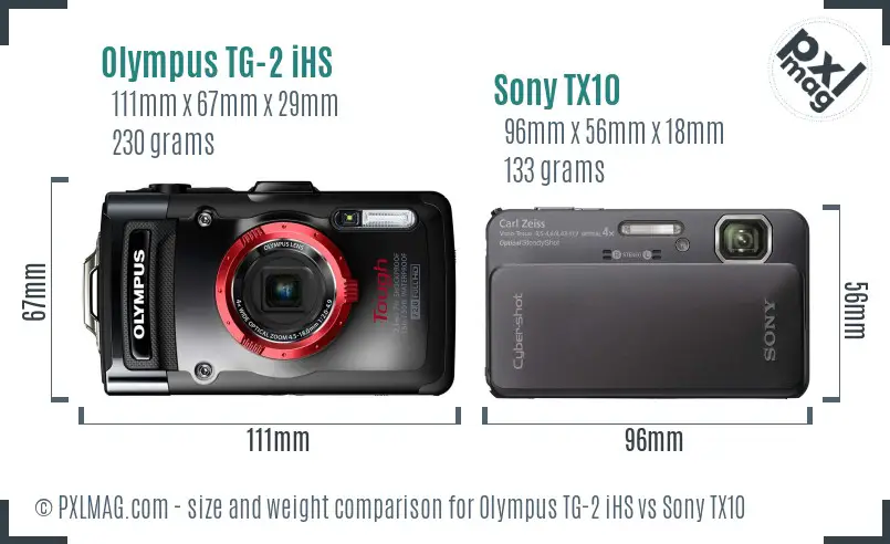Olympus TG-2 iHS vs Sony TX10 size comparison