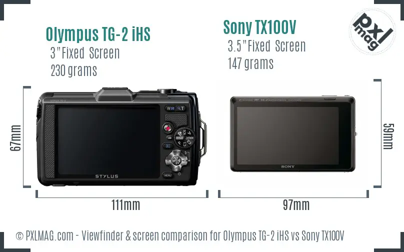 Olympus TG-2 iHS vs Sony TX100V Screen and Viewfinder comparison