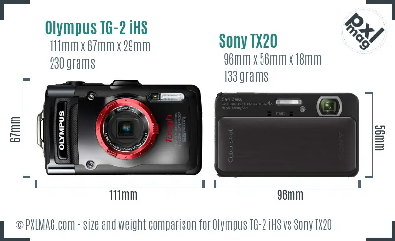 Olympus TG-2 iHS vs Sony TX20 size comparison