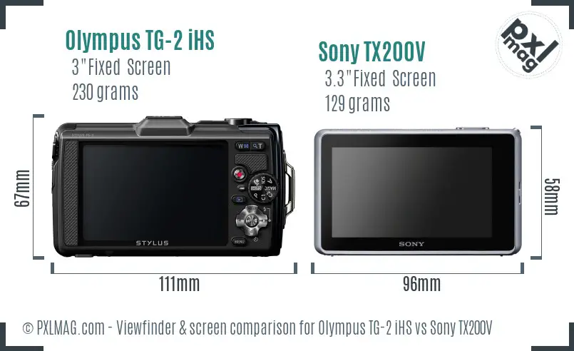 Olympus TG-2 iHS vs Sony TX200V Screen and Viewfinder comparison