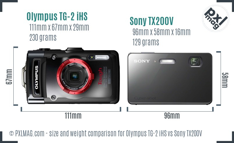 Olympus TG-2 iHS vs Sony TX200V size comparison