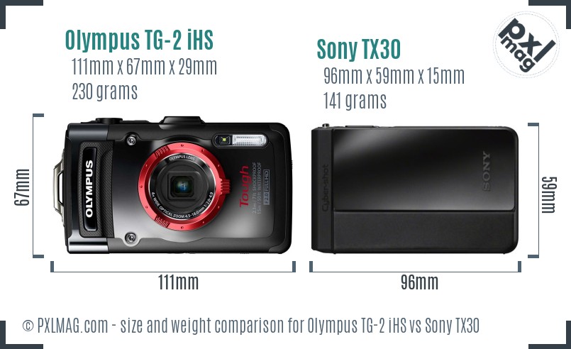 Olympus TG-2 iHS vs Sony TX30 size comparison