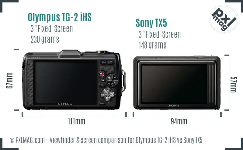 Olympus TG-2 iHS vs Sony TX5 Screen and Viewfinder comparison