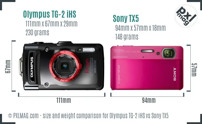 Olympus TG-2 iHS vs Sony TX5 size comparison