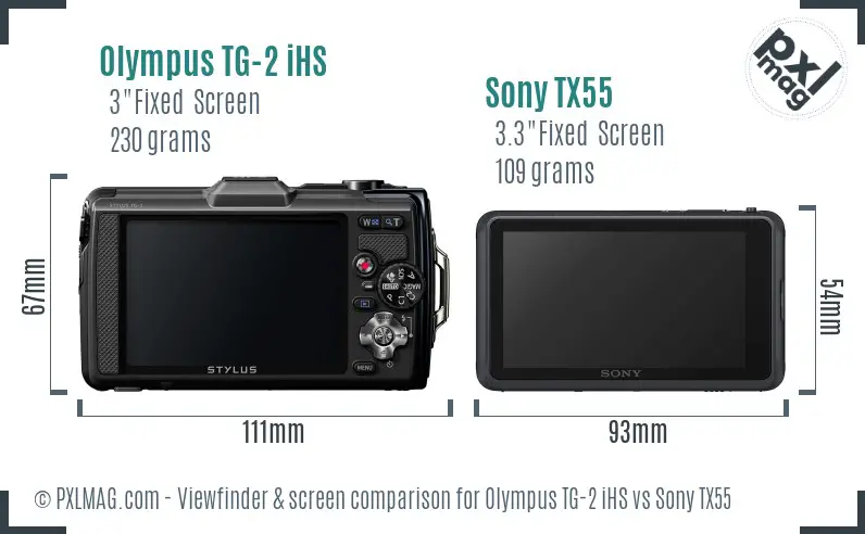 Olympus TG-2 iHS vs Sony TX55 Screen and Viewfinder comparison