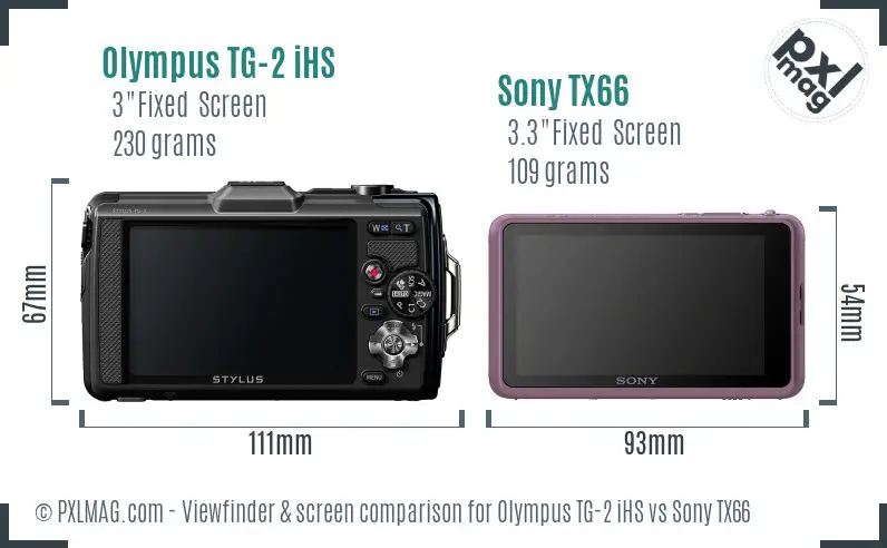 Olympus TG-2 iHS vs Sony TX66 Screen and Viewfinder comparison