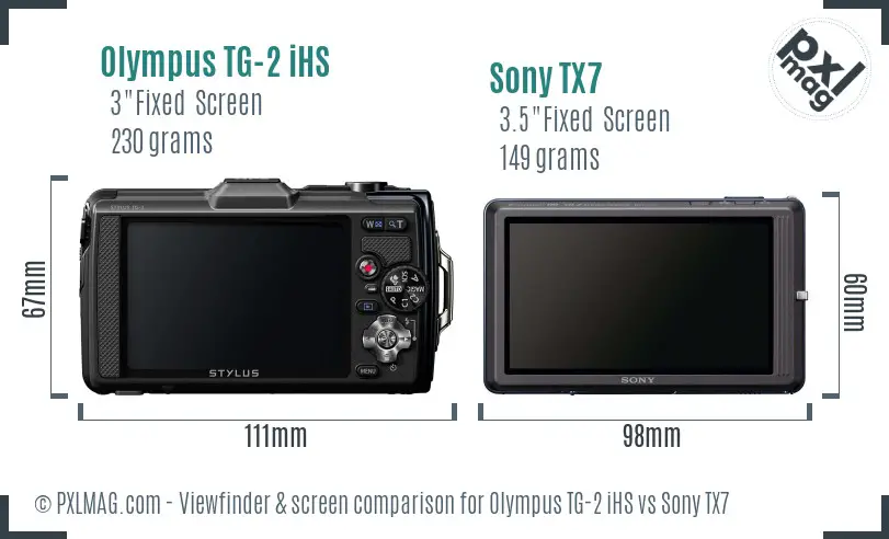 Olympus TG-2 iHS vs Sony TX7 Screen and Viewfinder comparison