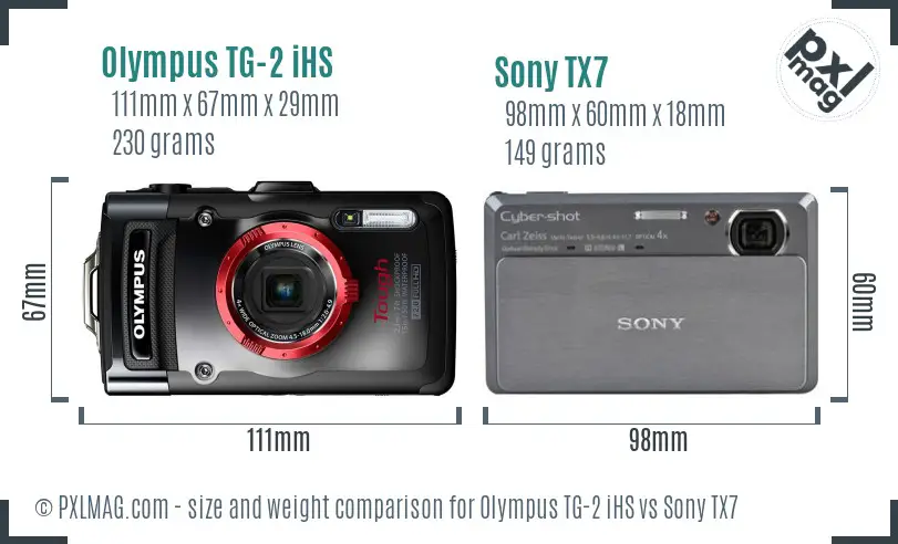 Olympus TG-2 iHS vs Sony TX7 size comparison