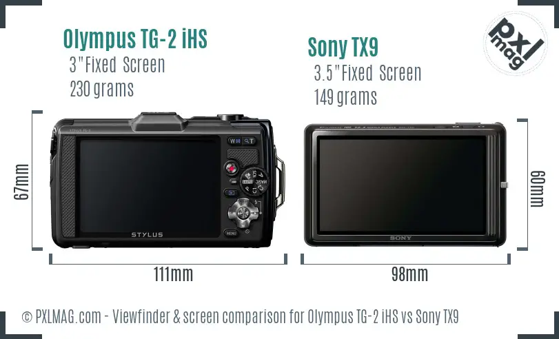 Olympus TG-2 iHS vs Sony TX9 Screen and Viewfinder comparison