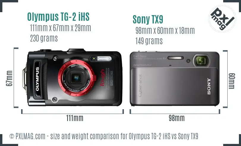 Olympus TG-2 iHS vs Sony TX9 size comparison