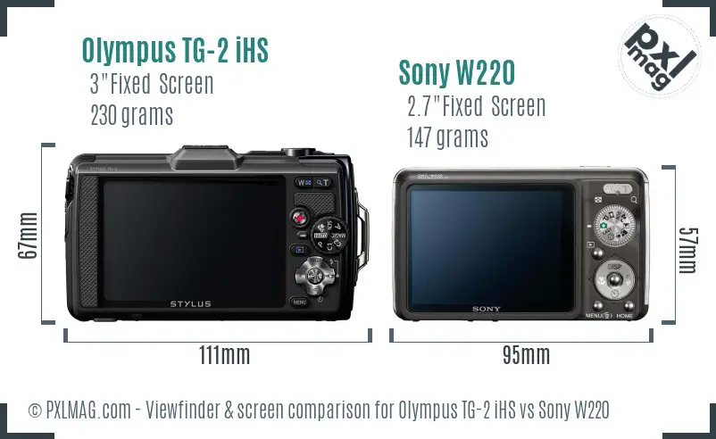 Olympus TG-2 iHS vs Sony W220 Screen and Viewfinder comparison