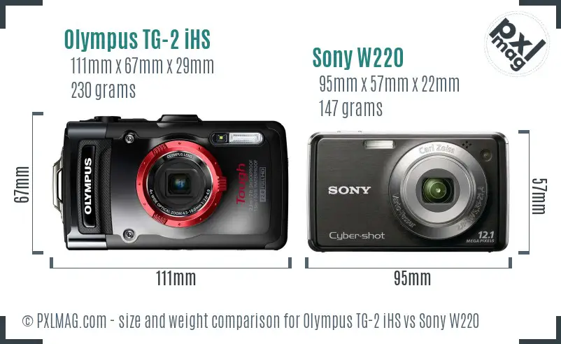 Olympus TG-2 iHS vs Sony W220 size comparison