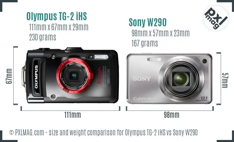 Olympus TG-2 iHS vs Sony W290 size comparison