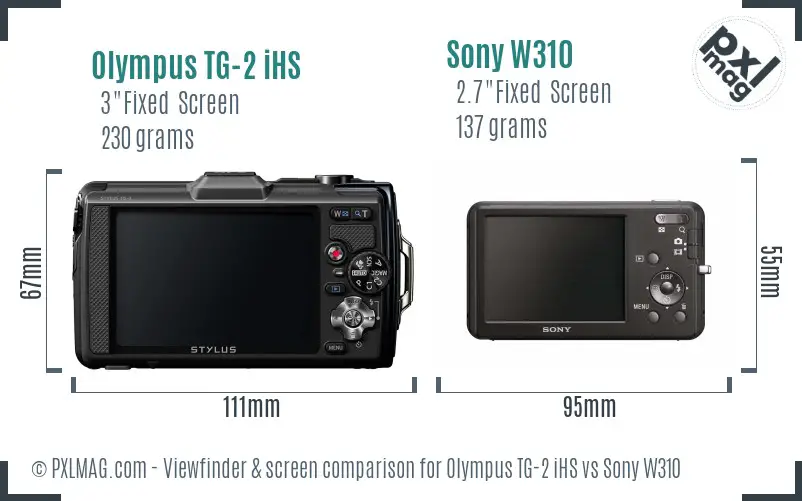 Olympus TG-2 iHS vs Sony W310 Screen and Viewfinder comparison