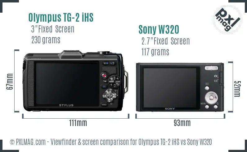 Olympus TG-2 iHS vs Sony W320 Screen and Viewfinder comparison
