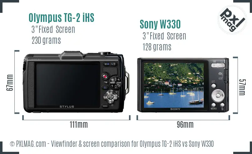 Olympus TG-2 iHS vs Sony W330 Screen and Viewfinder comparison