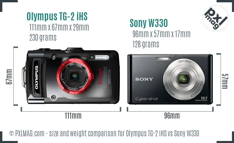 Olympus TG-2 iHS vs Sony W330 size comparison