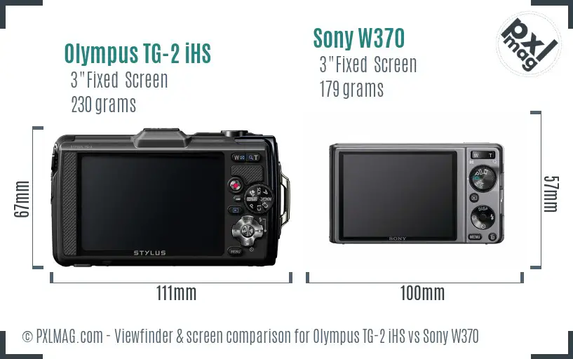 Olympus TG-2 iHS vs Sony W370 Screen and Viewfinder comparison