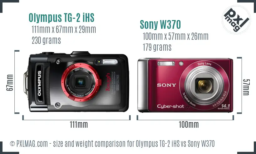 Olympus TG-2 iHS vs Sony W370 size comparison