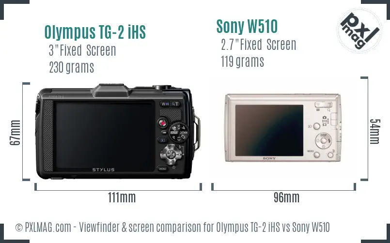Olympus TG-2 iHS vs Sony W510 Screen and Viewfinder comparison