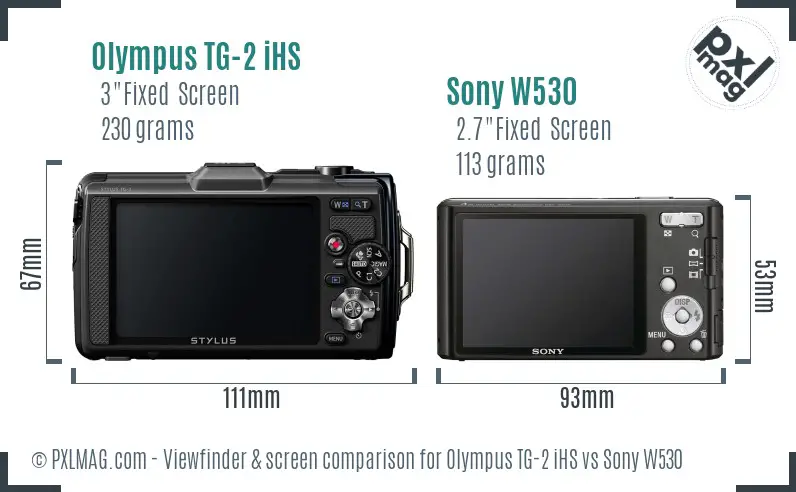 Olympus TG-2 iHS vs Sony W530 Screen and Viewfinder comparison