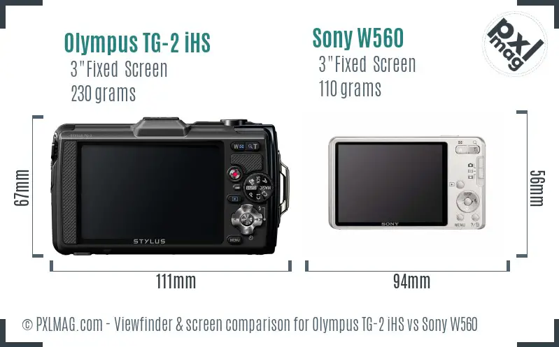 Olympus TG-2 iHS vs Sony W560 Screen and Viewfinder comparison