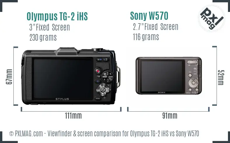 Olympus TG-2 iHS vs Sony W570 Screen and Viewfinder comparison