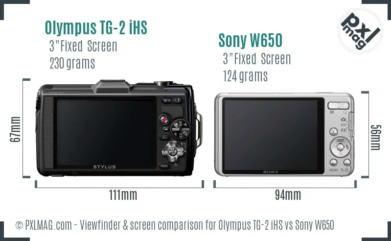 Olympus TG-2 iHS vs Sony W650 Screen and Viewfinder comparison