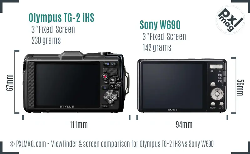 Olympus TG-2 iHS vs Sony W690 Screen and Viewfinder comparison