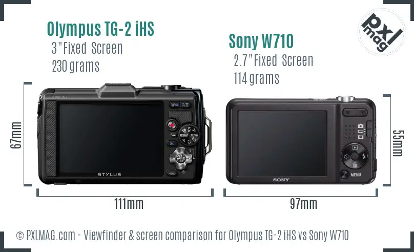 Olympus TG-2 iHS vs Sony W710 Screen and Viewfinder comparison