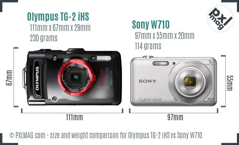 Olympus TG-2 iHS vs Sony W710 size comparison