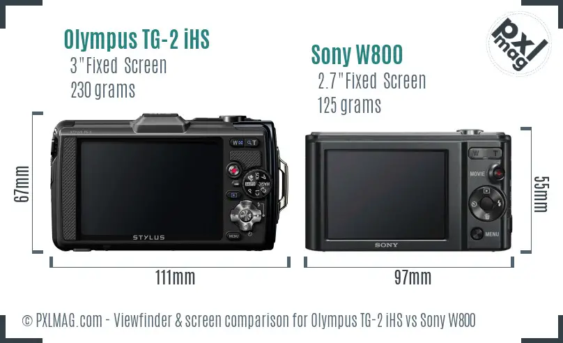 Olympus TG-2 iHS vs Sony W800 Screen and Viewfinder comparison