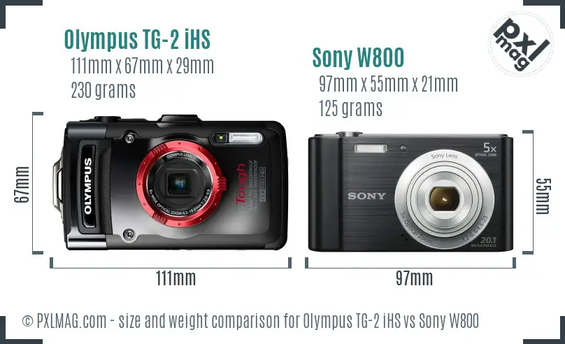 Olympus TG-2 iHS vs Sony W800 size comparison
