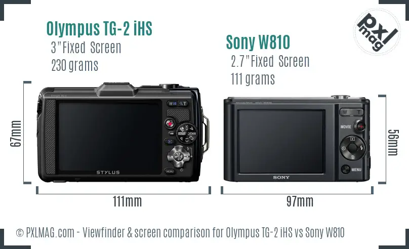 Olympus TG-2 iHS vs Sony W810 Screen and Viewfinder comparison