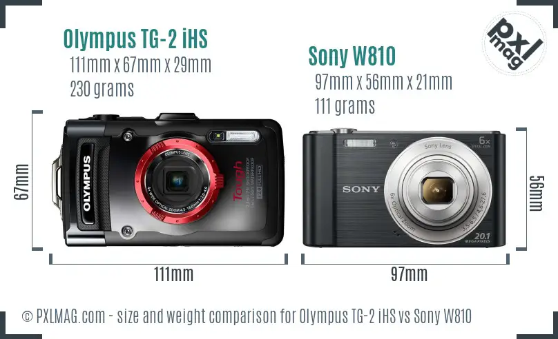 Olympus TG-2 iHS vs Sony W810 size comparison