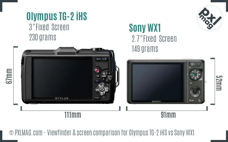 Olympus TG-2 iHS vs Sony WX1 Screen and Viewfinder comparison