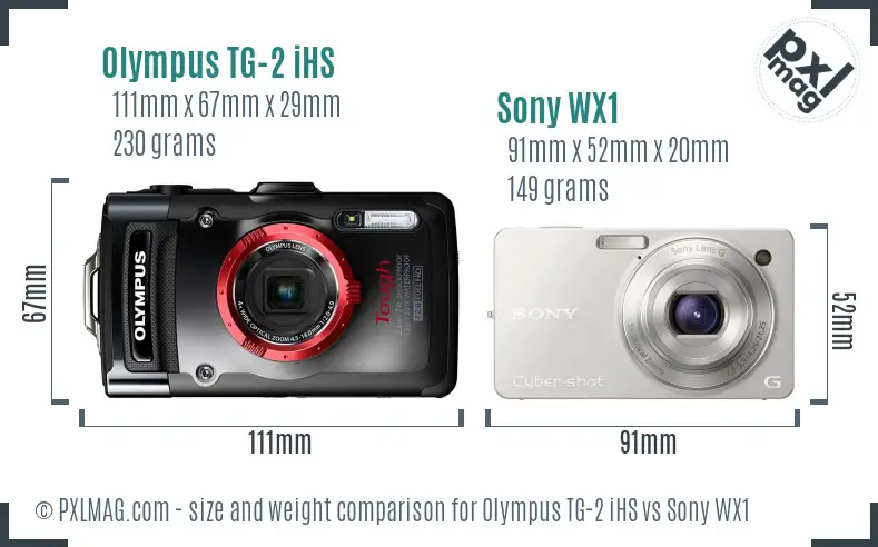 Olympus TG-2 iHS vs Sony WX1 size comparison