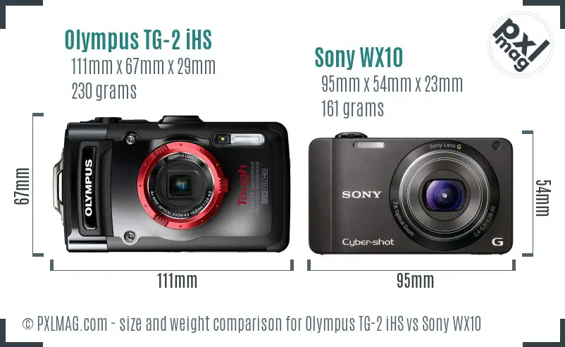 Olympus TG-2 iHS vs Sony WX10 size comparison